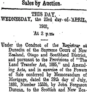 Page 8 Advertisements Column 1 (Otago Daily Times 23-4-1902)