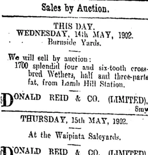 Page 8 Advertisements Column 2 (Otago Daily Times 14-5-1902)