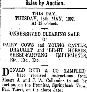 Page 8 Advertisements Column 2 (Otago Daily Times 13-5-1902)