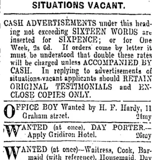 Page 1 Advertisements Column 4 (Otago Daily Times 26-5-1902)
