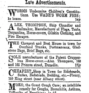 Page 6 Advertisements Column 1 (Otago Daily Times 30-7-1902)