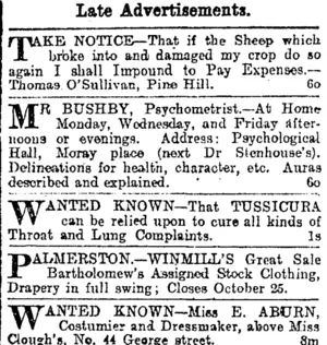 Page 6 Advertisements Column 3 (Otago Daily Times 6-10-1902)