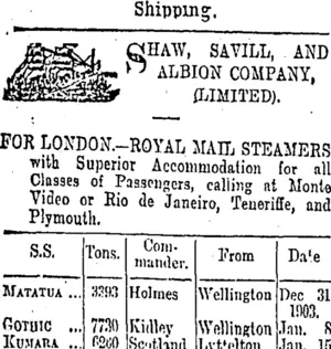 Page 1 Advertisements Column 1 (Otago Daily Times 23-12-1902)