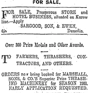 Page 9 Advertisements Column 4 (Otago Daily Times 10-1-1903)