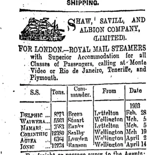 Page 1 Advertisements Column 1 (Otago Daily Times 24-2-1903)