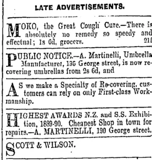Page 9 Advertisements Column 5 (Otago Daily Times 21-2-1903)
