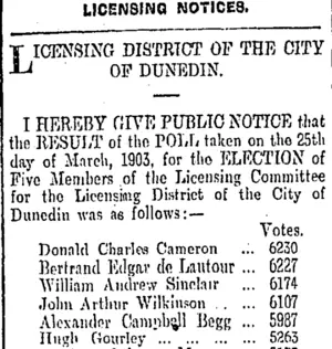 Page 1 Advertisements Column 6 (Otago Daily Times 27-3-1903)