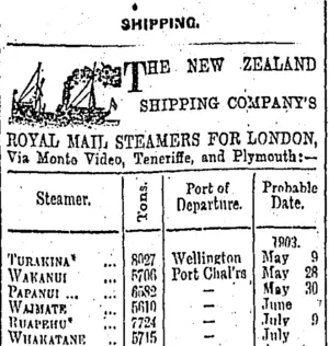 Page 1 Advertisements Column 3 (Otago Daily Times 7-5-1903)