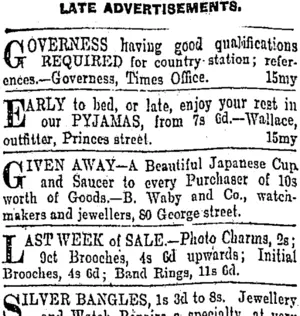Page 6 Advertisements Column 3 (Otago Daily Times 15-5-1903)