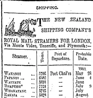 Page 1 Advertisements Column 3 (Otago Daily Times 13-5-1903)