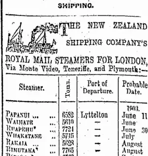 Page 1 Advertisements Column 3 (Otago Daily Times 6-6-1903)