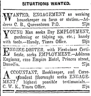 Page 1 Advertisements Column 5 (Otago Daily Times 27-6-1903)
