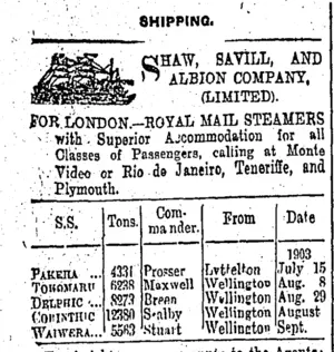 Page 1 Advertisements Column 1 (Otago Daily Times 16-7-1903)