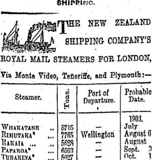 Page 1 Advertisements Column 3 (Otago Daily Times 18-7-1903)
