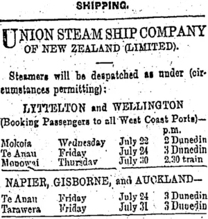 Page 1 Advertisements Column 2 (Otago Daily Times 22-7-1903)