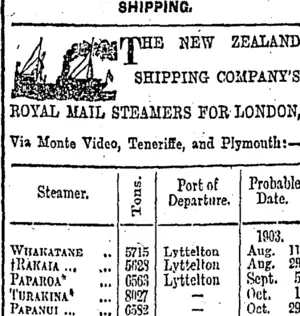 Page 1 Advertisements Column 3 (Otago Daily Times 13-8-1903)