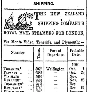 Page 1 Advertisements Column 3 (Otago Daily Times 22-9-1903)