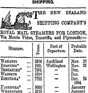 Page 1 Advertisements Column 3 (Otago Daily Times 7-11-1903)