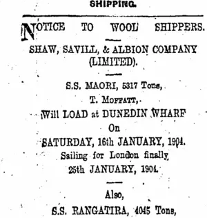 Page 1 Advertisements Column 1 (Otago Daily Times 13-1-1904)