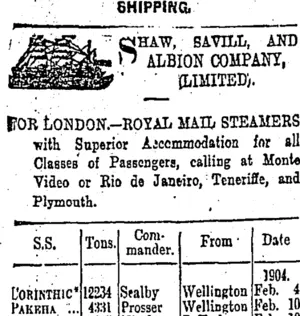 Page 1 Advertisements Column 1 (Otago Daily Times 30-1-1904)