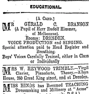 Page 9 Advertisements Column 1 (Otago Daily Times 3-3-1904)