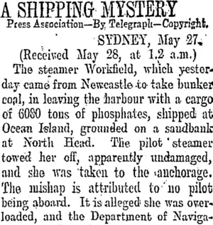 A SHIPPING MYSTERY. (Otago Daily Times 28-5-1904)