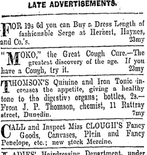 Page 6 Advertisements Column 3 (Otago Daily Times 23-5-1904)