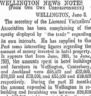 WELLINGTON NEWS NOTES. (Otago Daily Times 9-6-1904)