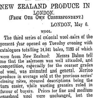 NEW ZEALAND PRODUCE IN LONDON. (Otago Daily Times 14-6-1904)