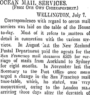OCEAN MAIL SERVICES. (Otago Daily Times 8-7-1904)