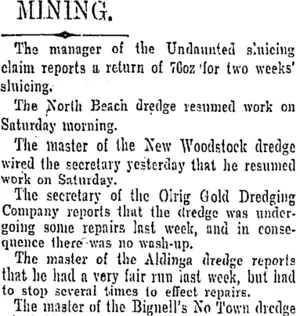 MINING. (Otago Daily Times 26-7-1904)