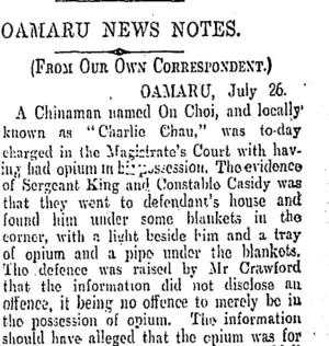 OAMARU NEWS NOTES. (Otago Daily Times 27-7-1904)