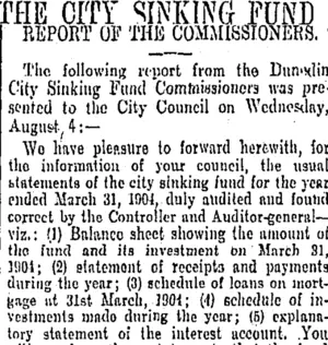 THE CITY SINKING FUND (Otago Daily Times 8-8-1904)