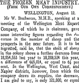 THE EROZEN MEAT INDUSTRY. (Otago Daily Times 13-8-1904)