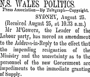 N.S. WALES POLITICS. (Otago Daily Times 26-8-1904)