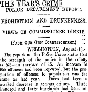THE YEAR'S CRIME (Otago Daily Times 29-8-1904)
