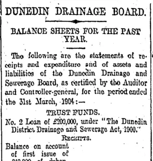 DUNEDIN DRAINAGE BOARD. (Otago Daily Times 1-9-1904)