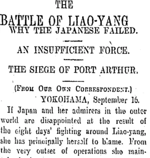 THE BATTLE OF LIAO-YANG (Otago Daily Times 19-10-1904)