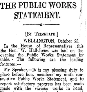 THE PUBLIC WORKS STATEMENT. (Otago Daily Times 31-10-1904)