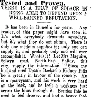 Tested and proven. (Otago Daily Times 21-11-1904)