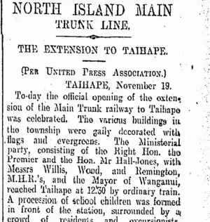 NORTH ISLAND MAIN TRUNK LIKE. (Otago Daily Times 21-11-1904)