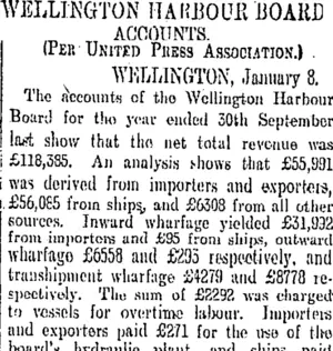 WELLINGTON HARBOUR BOARD ACCOUNTS. (Otago Daily Times 9-1-1905)