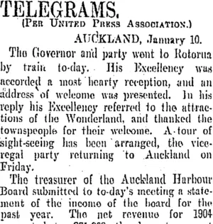 TELEGRAMS. (Otago Daily Times 11-1-1905)