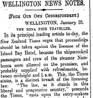 WELLINGTON NEWS NOTES. (Otago Daily Times 21-1-1905)
