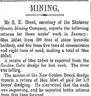 MINING. (Otago Daily Times 6-2-1905)