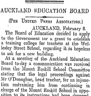 AUCKLAND EDUCATION BOARD (Otago Daily Times 9-2-1905)