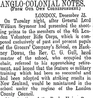 ANGLO-COLONIAL NOTES. (Otago Daily Times 2-2-1905)