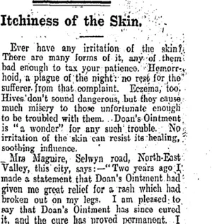 Itchiness of tHe Skin. (Otago Daily Times 3-2-1905)