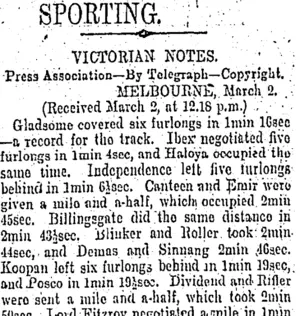 SPORTING. (Otago Daily Times 3-3-1905)