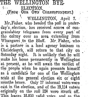 THE WELLINGTON BYEELECTION. (Otago Daily Times 8-4-1905)